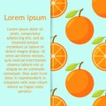 Orange fruit pattern. Sweet beautiful citrus seamless background with yellow juicy oranges