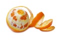 Orange fruit with peeled spiral skin Royalty Free Stock Photo