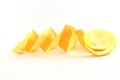 Orange fruit peels in white background