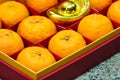 Orange fruit in red box Royalty Free Stock Photo
