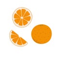 Orange fruit set cartoon vector illustration food collection elements of organic food, slices and entire citru Royalty Free Stock Photo