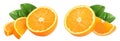orange fruit slice isolated on white background Royalty Free Stock Photo