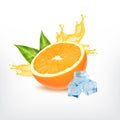 Orange fruit with splashing juice Royalty Free Stock Photo