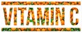 Orange Fruit On Vitamin-c Text Isolated White Background