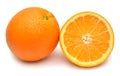 Orange fruit whole and slice isolated on white background Royalty Free Stock Photo