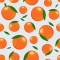 Orange fruits seamless pattern on silver gray background. Grapefruit citrus fruit vector