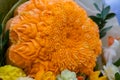 Orange fruits and vegetable carving flower bouquet