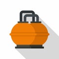 Orange fuel storage tank icon, flat style