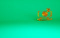 Orange Fuel tanker truck icon isolated on green background. Gasoline tanker. Minimalism concept. 3d illustration 3D