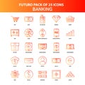 Orange Futuro 25 Banking Icon Set Royalty Free Stock Photo