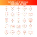 Orange Futuro 25 Cooking and Food Icon Set Royalty Free Stock Photo