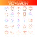 Orange Futuro 25 Creative Commons Icon Set Royalty Free Stock Photo