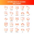 Orange Futuro 25 Delivery Icon Set Royalty Free Stock Photo