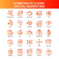 Orange Futuro 25 Digital Marketing Icon Set Royalty Free Stock Photo