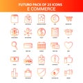 Orange Futuro 25 E-Commerce Icon Set Royalty Free Stock Photo