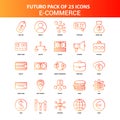 Orange Futuro 25 E-Commerce Icon Set Royalty Free Stock Photo