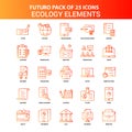 Orange Futuro 25 Ecology Elements Icon Set Royalty Free Stock Photo