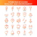 Orange Futuro 25 Ecology and Enviroment Icon Set Royalty Free Stock Photo