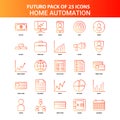 Orange Futuro 25 Home Automation Icon Set Royalty Free Stock Photo