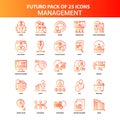 Orange Futuro 25 Management Icon Set Royalty Free Stock Photo