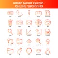 Orange Futuro 25 Online Shopping Icon Set Royalty Free Stock Photo