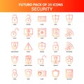 Orange Futuro 25 Security Icon Set Royalty Free Stock Photo