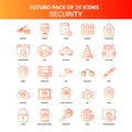 Orange Futuro 25 Security Icon Set Royalty Free Stock Photo