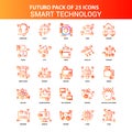 Orange Futuro 25 Smart Technology Icon Set Royalty Free Stock Photo