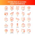 Orange Futuro 25 User Interface Icon Set Royalty Free Stock Photo