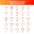 Orange Futuro 25 User Interface Icon Set Royalty Free Stock Photo