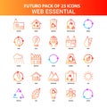 Orange Futuro 25 Web Essential Icon Set Royalty Free Stock Photo