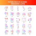 Orange Futuro 25 Wedding Love Icon Set Royalty Free Stock Photo