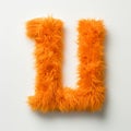 Furry Styled Orange Letter L On White Background In Fujifilm X100v Style