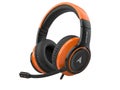Orange gaming headset with microphone and padded earpieces Royalty Free Stock Photo