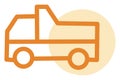 Orange garbage truck, icon