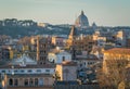 Panoramic view from the Orange Garden Giardino degli Aranci on the aventine hill in Rome, Italy. Royalty Free Stock Photo