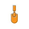 Orange Garden trowel spade or shovel icon isolated on white background. Gardening tool. Tool for horticulture Royalty Free Stock Photo