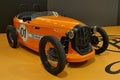 Orange gasoline version of stylish retro looking microcar roadster Patak Rodster, designed by company Patak