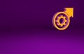 Orange Gear and arrows as workflow process concept icon isolated on purple background. Gear reload sign. Minimalism