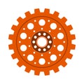 Orange gear wheel or cog