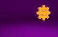 Orange Gear wheel with package box icon isolated on purple background. Box, package, parcel sign. Delivery and packaging Royalty Free Stock Photo