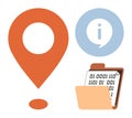 Geolocation Marker, Information Icon, and Binary Data in a Folder for Navigation and Data Concepts Royalty Free Stock Photo