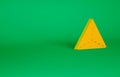 Orange Geometric figure Tetrahedron icon isolated on green background. Abstract shape. Geometric ornament. Minimalism Royalty Free Stock Photo