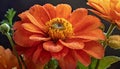 Orange gerbera daisy flower with water droplets on petals Royalty Free Stock Photo