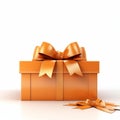 Realistic Orange Gift Box With Untied Ribbons And Bow On White Background Royalty Free Stock Photo