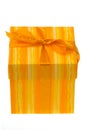 Orange gift box on white Royalty Free Stock Photo