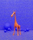 Orange giraffe toy in purple background, kids playground object, 3d Rendering Royalty Free Stock Photo