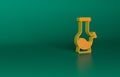 Orange Glass bong for smoking marijuana or cannabis icon isolated on green background. Minimalism concept. 3D render