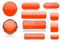 Orange glass buttons. Collection of 3d icons Royalty Free Stock Photo