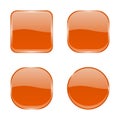 Orange glass buttons. Shiny geometric 3d icons